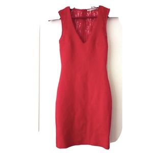 Zara Trafaluc red Dress, Size M Lace Back Bodycon Dress